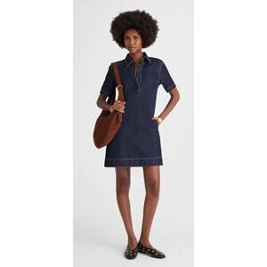 Madewell | NWT Denim Popover Mini Dress Rinse Wash Blue | Sz S